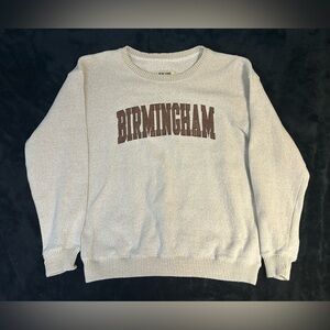 Birmingham Heather Gray Pullover Crewneck Shirt Unisex Size XL Brown Embroidery